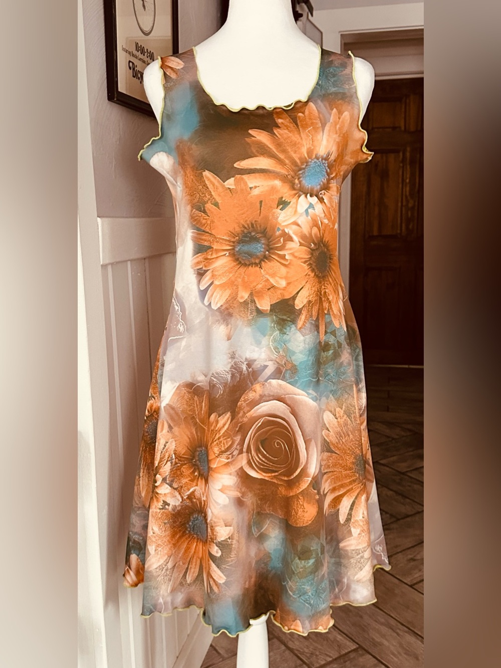 Haystacks Floral A-Line Maxi Dress in Orange and Teal Reversible
